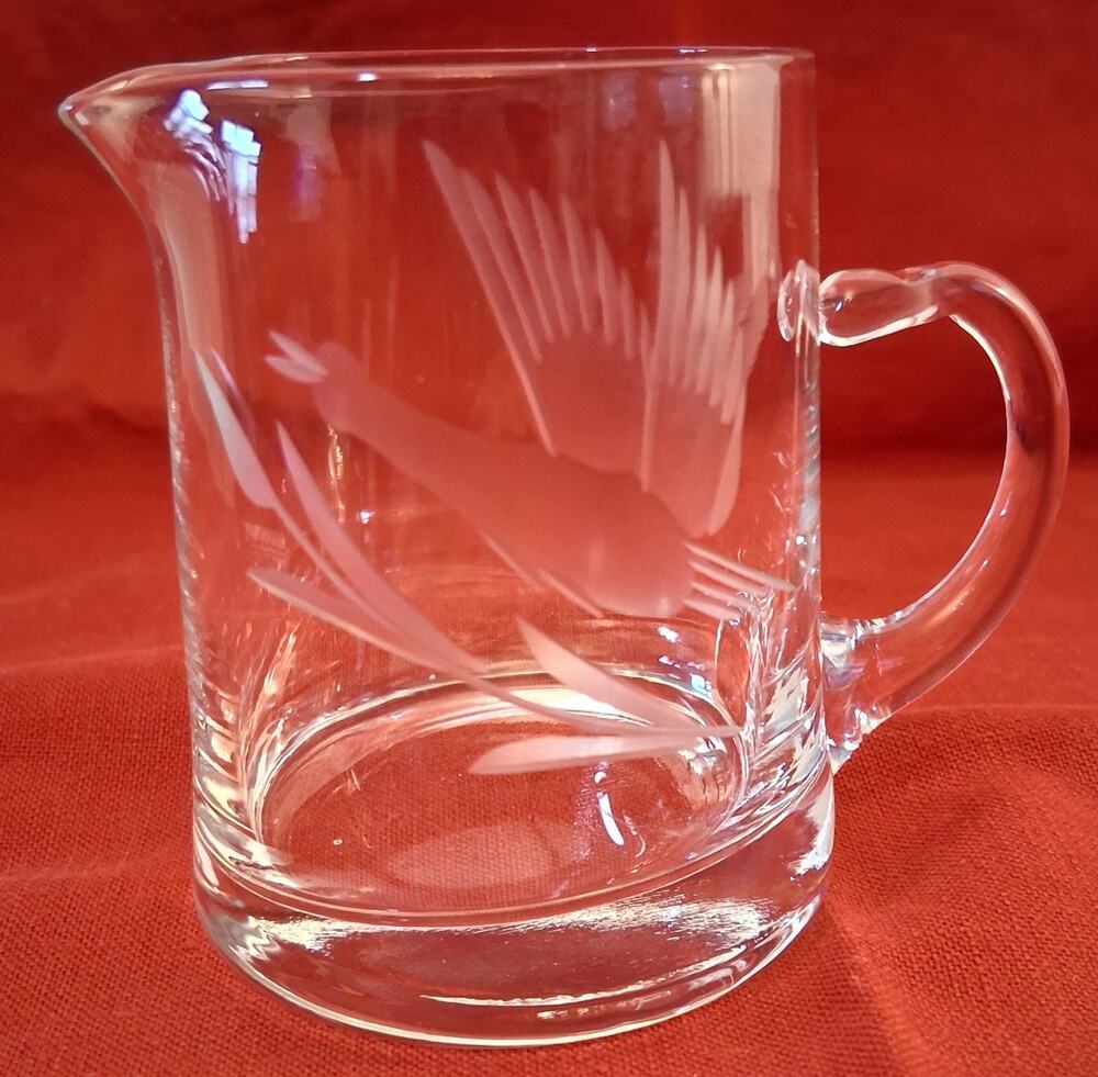Small 2.5" Crystal Creamer Etched With Waterfowl